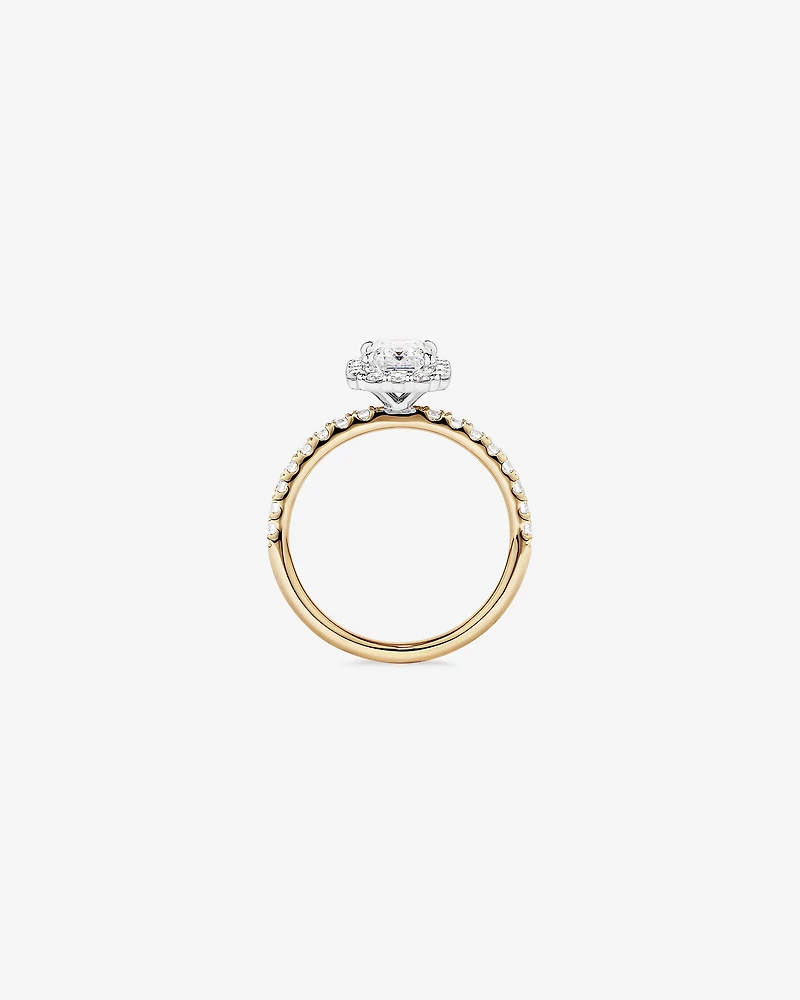 1.78 Carat TW Emerald Cut Laboratory-Grown Diamond Halo Engagement Ring in 14kt White Gold