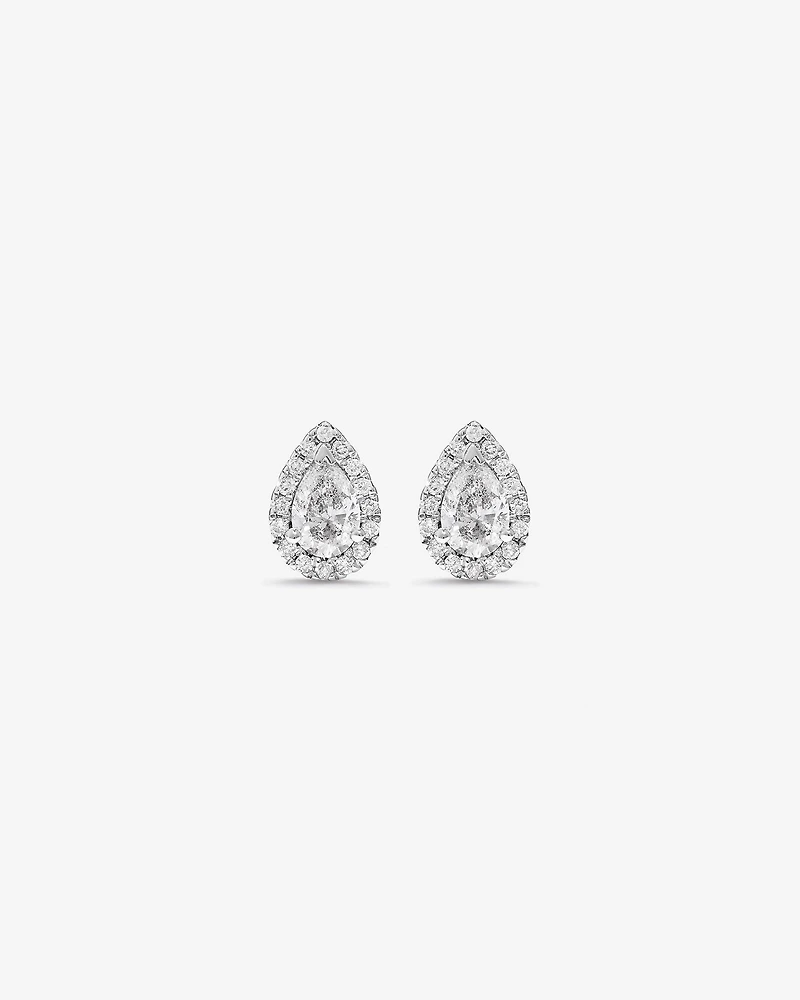 0.45 Carat TW Pear Diamond Halo Stud Earrings in 10kt White Gold