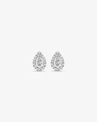 0.45 Carat TW Pear Diamond Halo Stud Earrings in 10kt White Gold