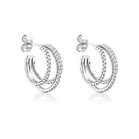Illusion Hoop Earrings with 0.50 Carat TW of Diamonds in Sterling Silver