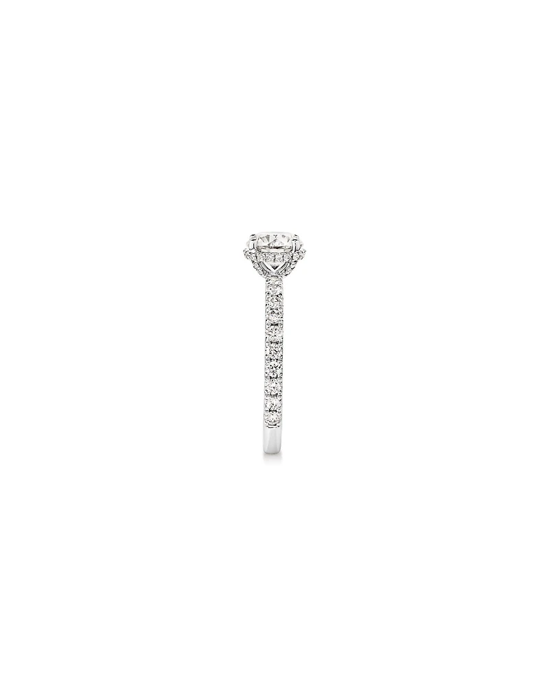 1.40 Carat TW Round Brilliant Diamond Pave Hidden Halo Engagement Ring in Platinum