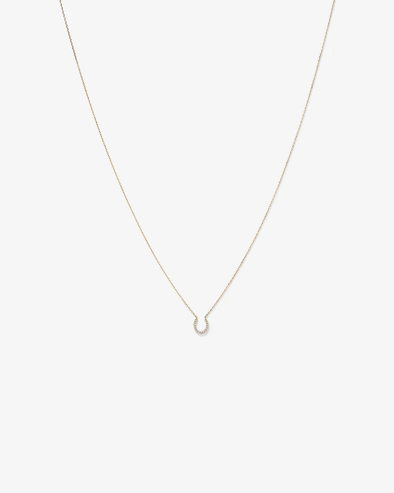 Collier à pendentif fer à cheval en or jaune 10 K avec diamants totalisant 0,10 ct