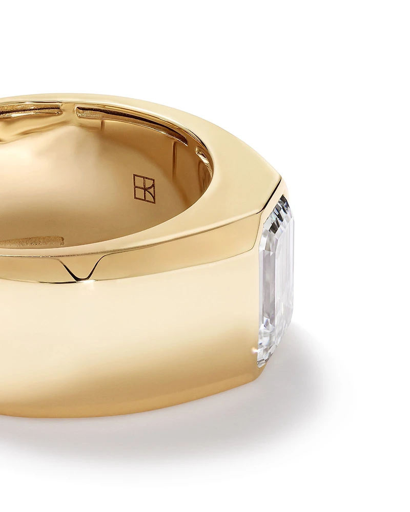 2.00 Carat TW Bezel Set Emerald Cut Lab-Grown Diamond Modern Cigar Band in 14kt Yellow Gold