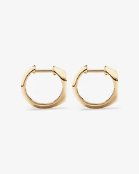 Diamond Star Accent Signet Huggie Hoop Earrings in 10kt Yellow Gold
