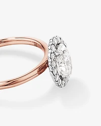 1.46 Carat TW Oval Cut Laboratory-Grown Diamond Halo Engagement Ring in 14kt Rose and White Gold