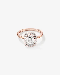 Carat TW Emerald Cut Laboratory-Grown Diamond Halo Engagement Ring in 14kt Yellow and White Gold