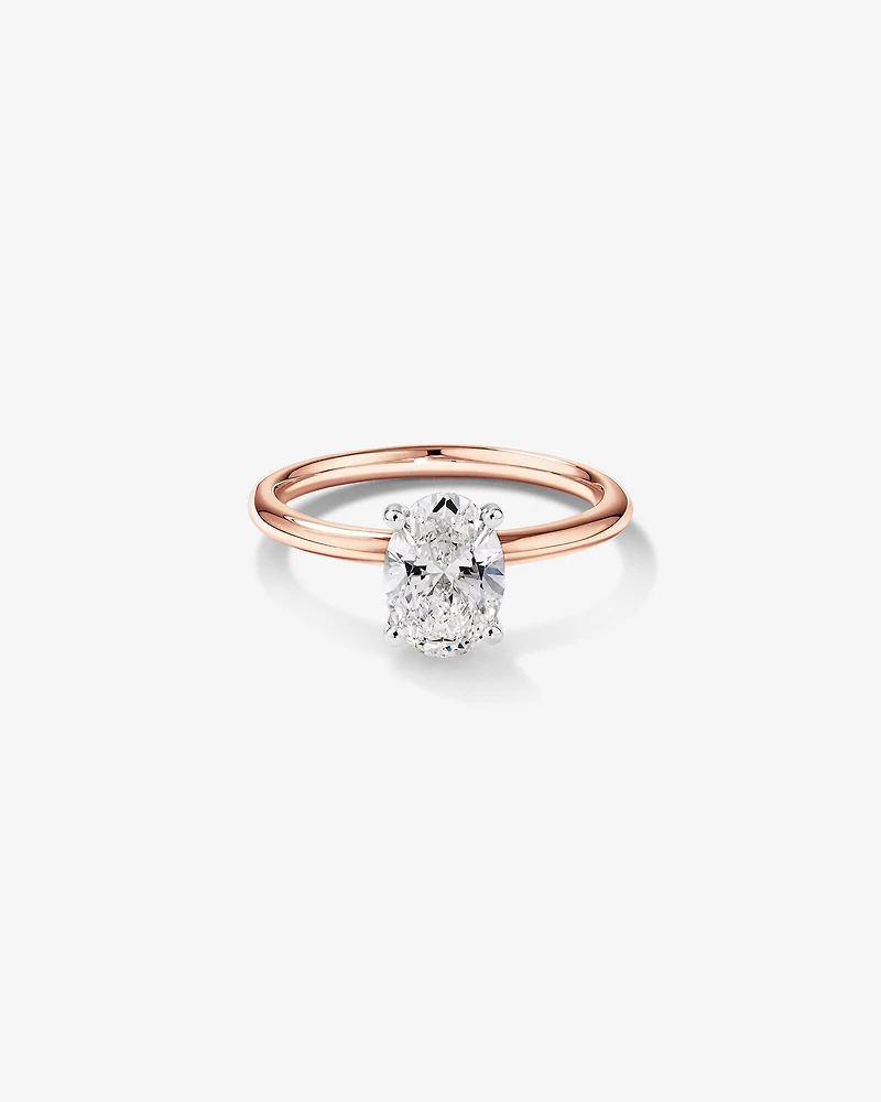 Carat TW Oval Laboratory-Grown Diamond Solitaire Engagement Ring in 14kt White Gold