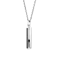 Pendentif pour hommes en pavé de diamants noirs sur chaîne en argent sterling