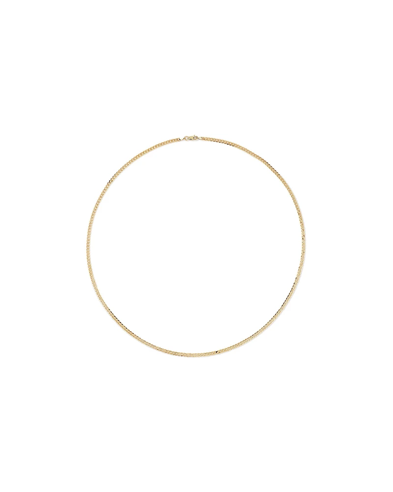 55cm (22") 3mm Width Solid Flat Bevelled Curb Chain in 10kt Yellow Gold