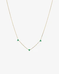 Emerald Trio Station Necklace in 10kt Yellow Gold