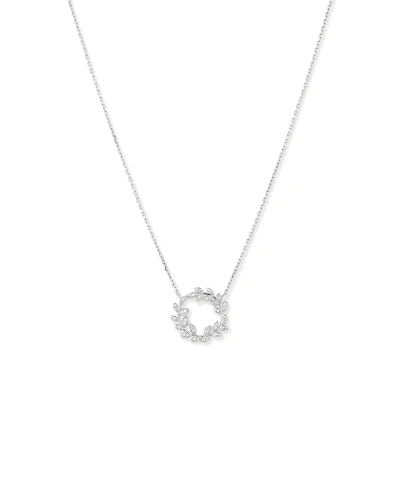 Cubic Zirconia Vine Circle Pendant Necklace in Sterling Silver