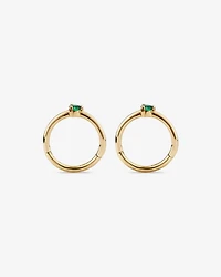 10mm Emerald Accent Sleepers in 10kt Yellow Gold