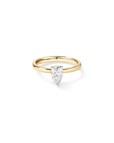 0.70 Carat TW Certified Pear Cut Diamond Solitaire Engagement Ring in 18kt Yellow and White Gold