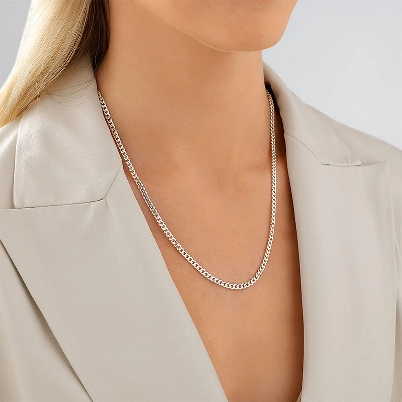 60cm (24") 3.4mm Width Curb Chain in Sterling Silver
