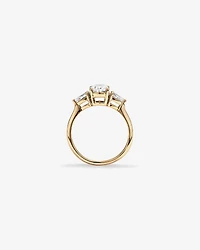 1.65 Carat TW Three Stone Oval and Pear Shaped Laboratory-Grown Diamond Engagement Ring in 14kt White Gold
