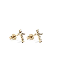 Cubic Zirconia Cross Stud Earrings in 10kt Yellow Gold