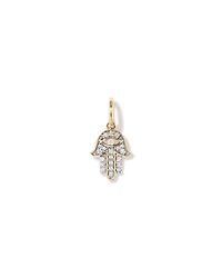 Diamond Hamsa Hand Pendant in 10kt Yellow Gold