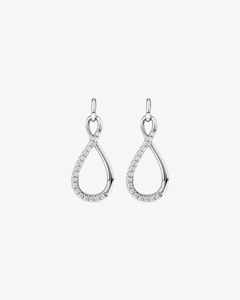 Cubic Zirconia Infinity Drop Stud Earrings in Sterling Silver