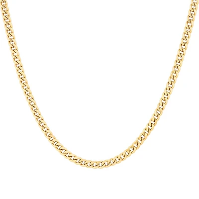 45cm (18”) 4.5mm Width Semi Solid Miami Curb Chain in 10kt Yellow Gold