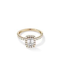 1.78 Carat TW Emerald Cut Laboratory-Grown Diamond Halo Engagement Ring in 14kt White Gold
