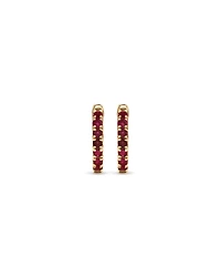 Ruby Huggie Hoop Earrings in 10kt Yellow Gold