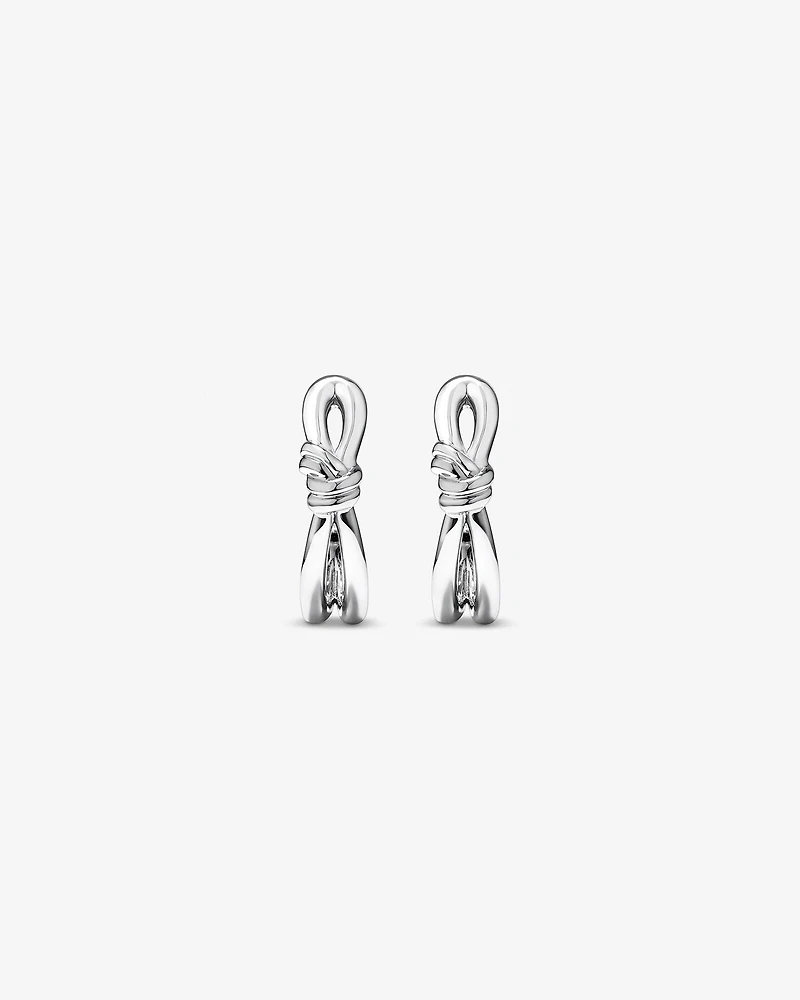 Knot Half Hoop Stud Earrings in Sterling Silver