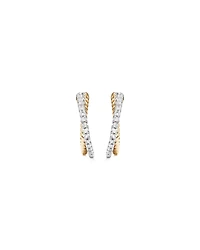 Crossover Hoop Earrings with .20 Carat TW Diamonds in Sterling Silver and 10kt Yellow gold