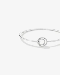 Fine Double Circle Diamond Bangle in Sterling Silver