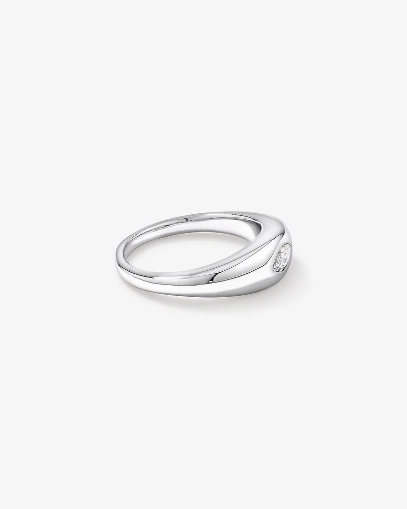 0.30 Carat TW Laboratory-Grown Marquise Diamond Dome Ring in Sterling Silver