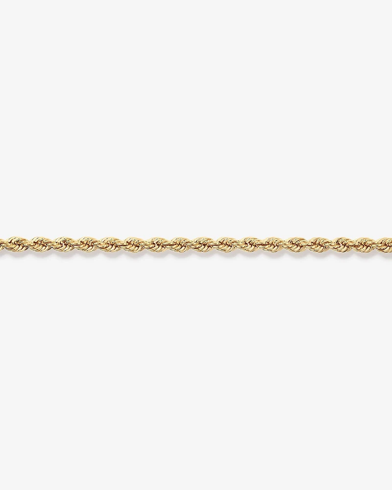 Bracelet corde semi-massif 19 cm (7.5") en or jaune 10 carats