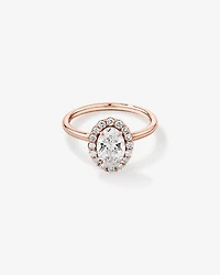 1.46 Carat TW Oval Cut Laboratory-Grown Diamond Halo Engagement Ring in 14kt Rose and White Gold