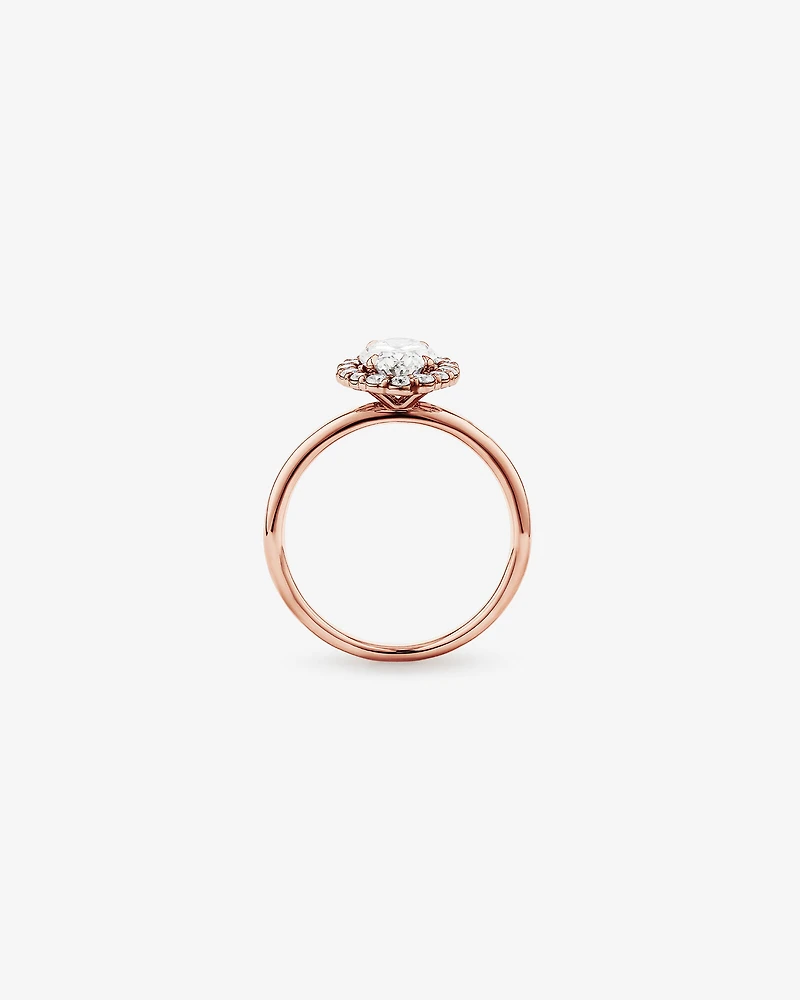1.46 Carat TW Oval Cut Laboratory-Grown Diamond Halo Engagement Ring in 14kt Rose and White Gold