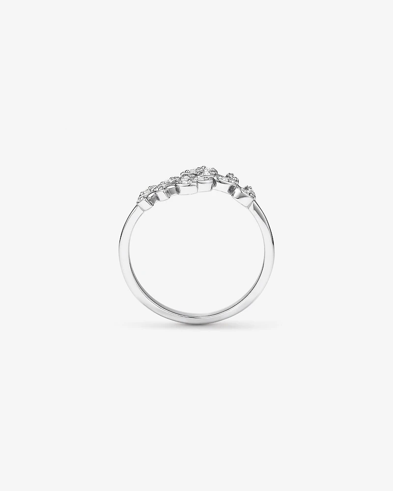 Cubic Zirconia Open Bypass Vine Ring in Sterling Silver