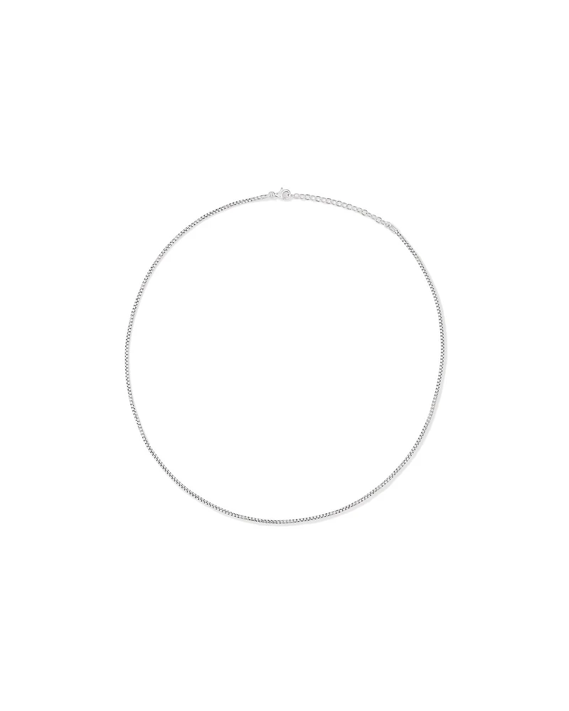 50cm (20") 1.82mm Width Round Box Chain Necklace in Sterling Silver