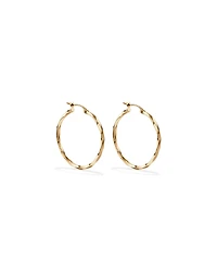 28mm Square Twist Hoop Earrings in 10kt Yellow Gold