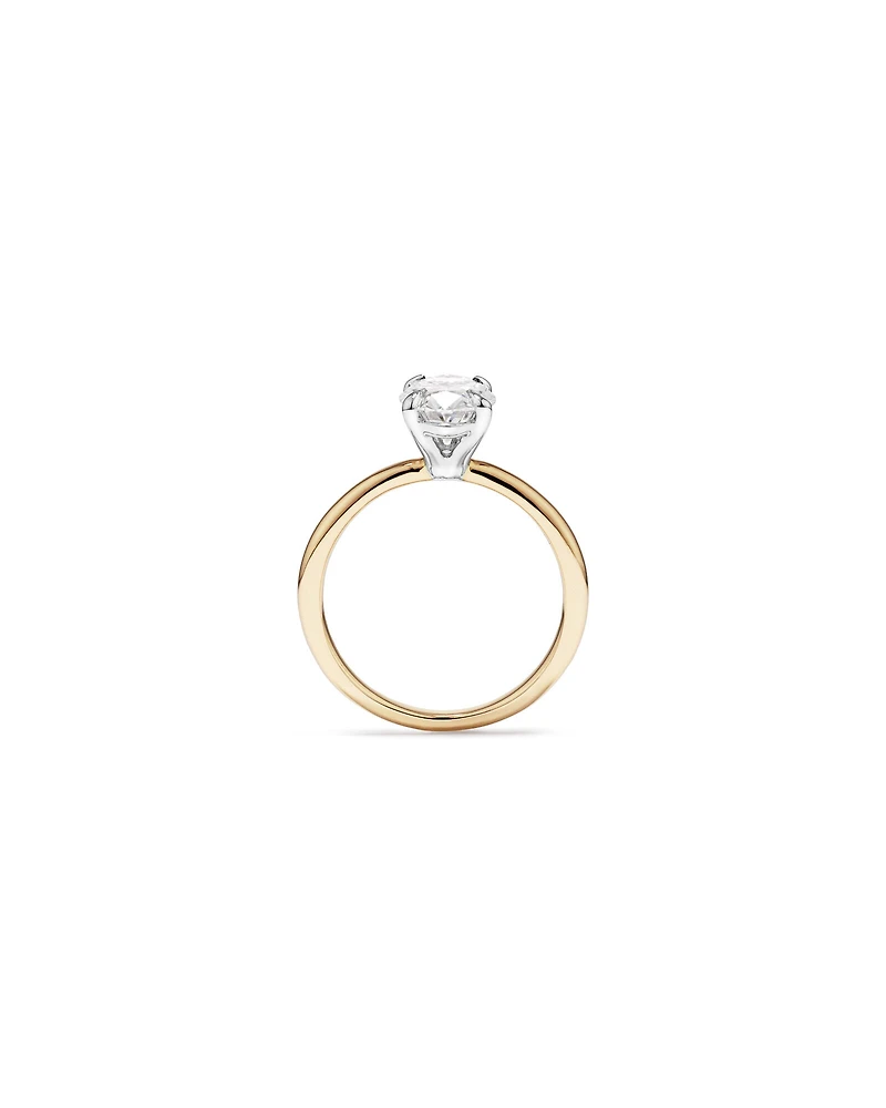 1.75 Carat TW Oval Cut Lab-Grown Diamond Solitaire Engagement Ring in 14kt Yellow and White Gold