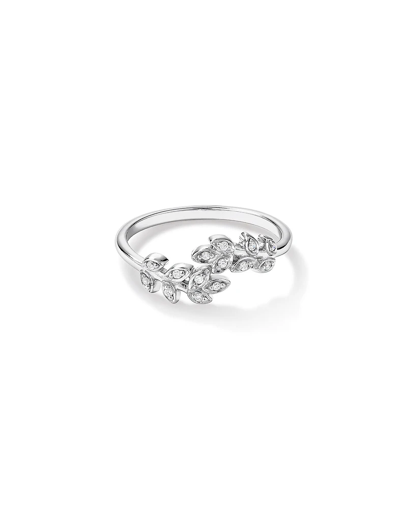 Cubic Zirconia Open Bypass Vine Ring in Sterling Silver