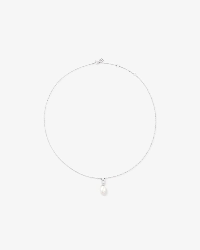 Oval Cultured Freshwater Pearl Dome Drop Stud Earrings and Pendant Necklace Set in Sterling Silver