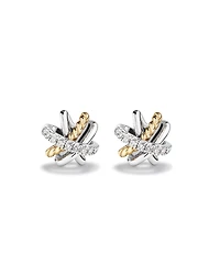 Crossover Earrings with .09 Carat TW Diamonds in Sterling Silver and 10kt Yellow Gold