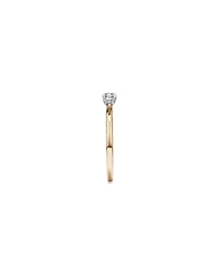 Bague de Fiançailles Solitaire en Diamant Rond Brillant 0,22 Carat TW avec Halo Caché en Or Jaune et Blanc 14 kt