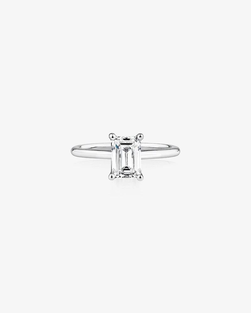 1.25 Carat TW Emerald Cut Laboratory-Grown Diamond Solitaire Engagement Ring In 14kt White Gold