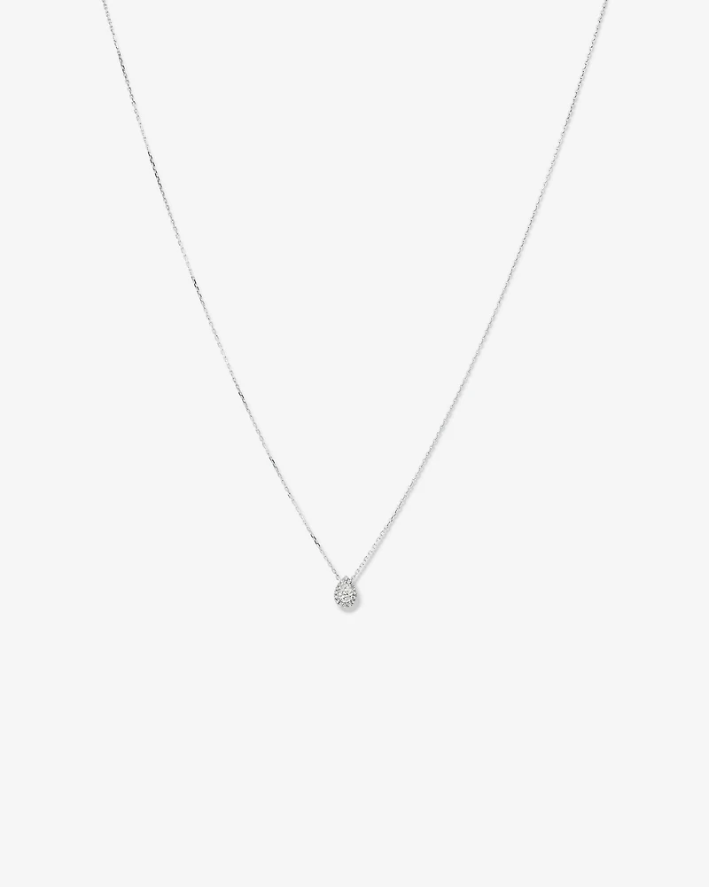 0.23 Carat TW Pear Diamond Halo Pendant in 10kt White Gold