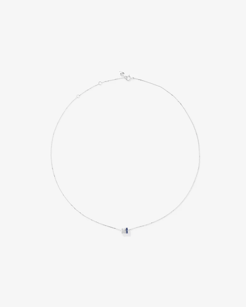 Sapphire & Diamond Dot Dash Rondell Pendant with 0.21 Carat TW in 10kt White Gold