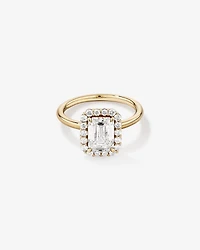 Carat TW Emerald Cut Laboratory-Grown Diamond Halo Engagement Ring in 14kt Yellow and White Gold