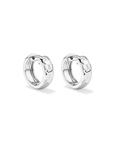 Boucles d'Oreilles Huggie Hoop à Texture Découpe de Diamant en Argent Sterling