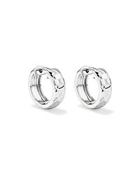Diamond Cut Texture Huggie Hoop Earrings in Sterling Silver