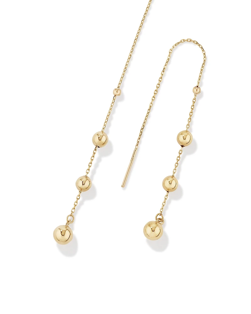 Boucles d'oreilles à fil perlé en or jaune 10 K