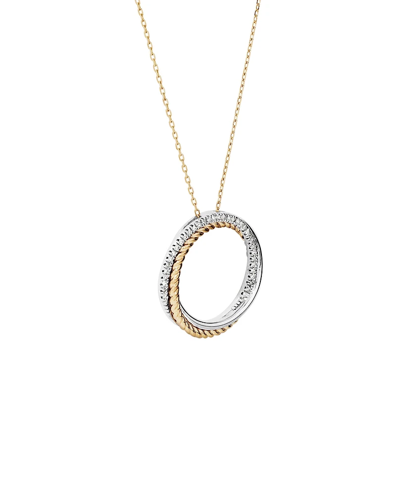 Collier pendentif croisé TW avec diamants TW de 0,11 carat en argent sterling et or jaune 10 carats