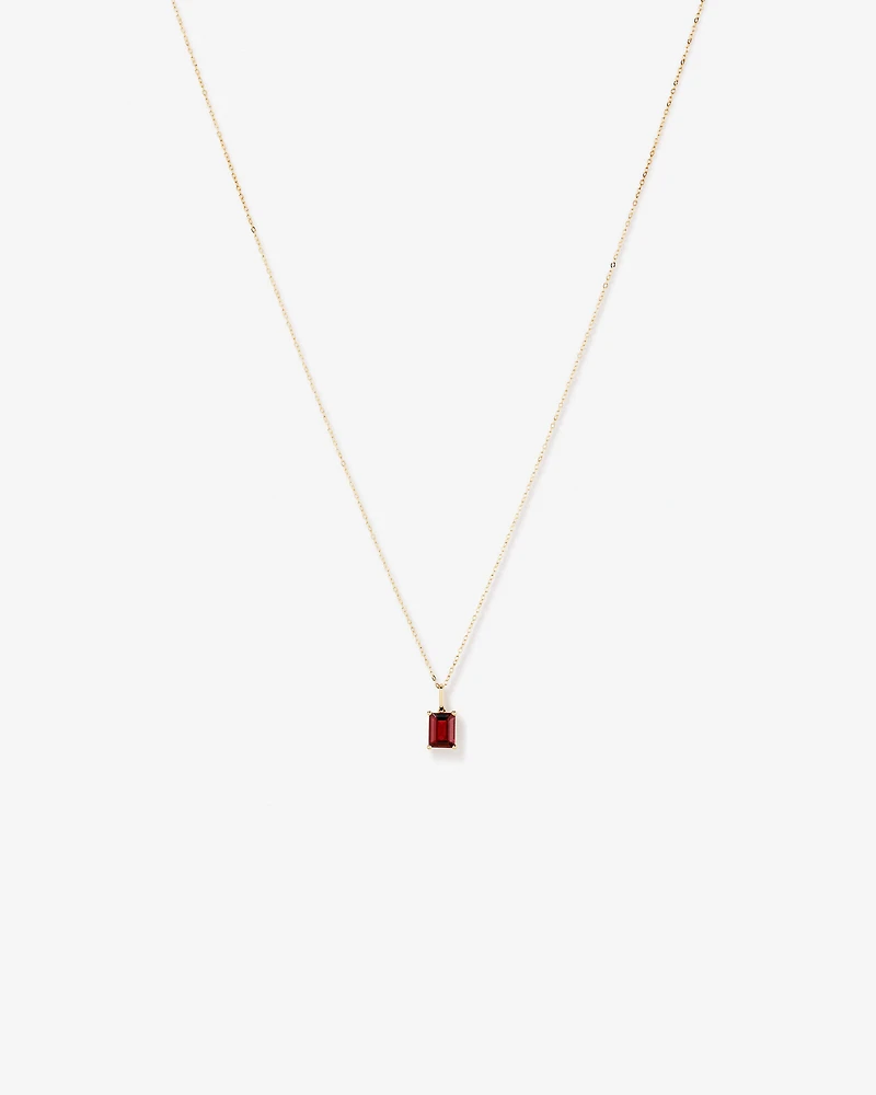 Emerald Cut Red Garnet Gemstone Pendant Necklace in 10kt Yellow Gold