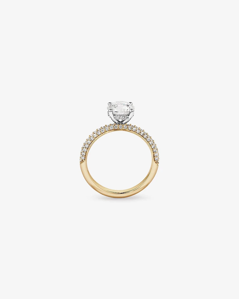 1.95 Carat TW Round Brilliant Laboratory-Grown Diamond Solitaire Side Accent Engagement Ring in 14kt White Gold